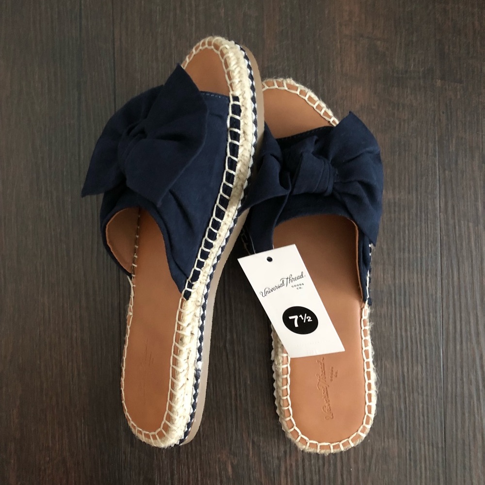 Navy Bow Sandals